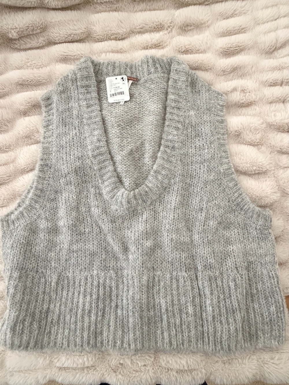 Anthropologie Gray Knit V-Neck Sleeveless Sweater Vest